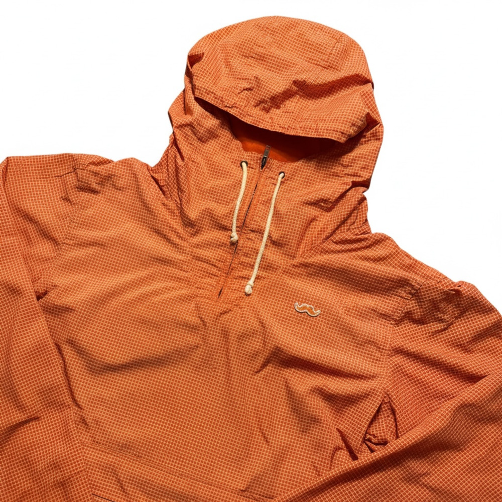 The Quiet Life Anorak Jacket XL Orange Grid 3/4 Zip Pullover Skate Street Gorp